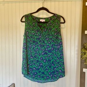 NWT Sleeveless green and blue blouse